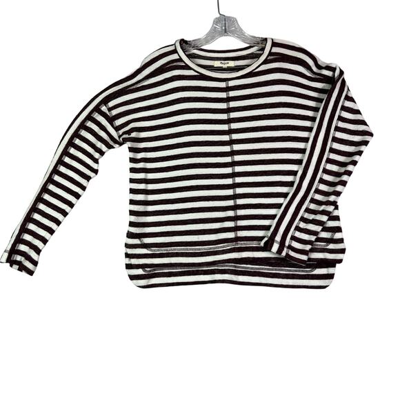 Madewell Sweater Top Womens Small Maroon Stripes Slub - Picture 3 of 15
